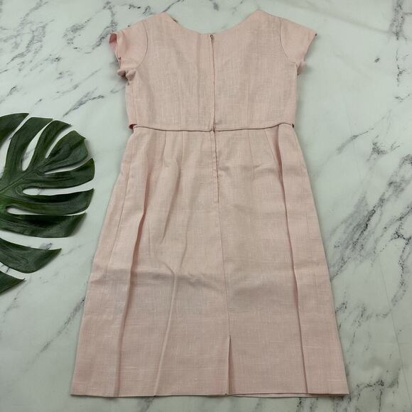 Renmor Womens Vintage 60s Sheath Dress Size M Pink Rose Floral Applique Bow - Picture 6 of 9